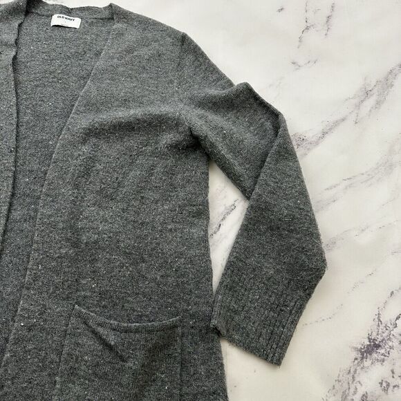 Old Navy Womens Open Front Cardigan Sweater Size L Gray Tunic Length - Picture 3 of 12